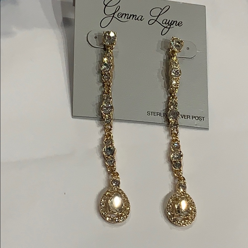 Gemma Layne Long Drop Rhinestone 925 Post Earrings